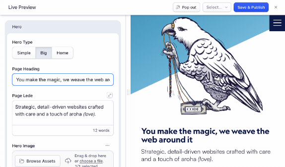 Statamic's live preview feature - animation.