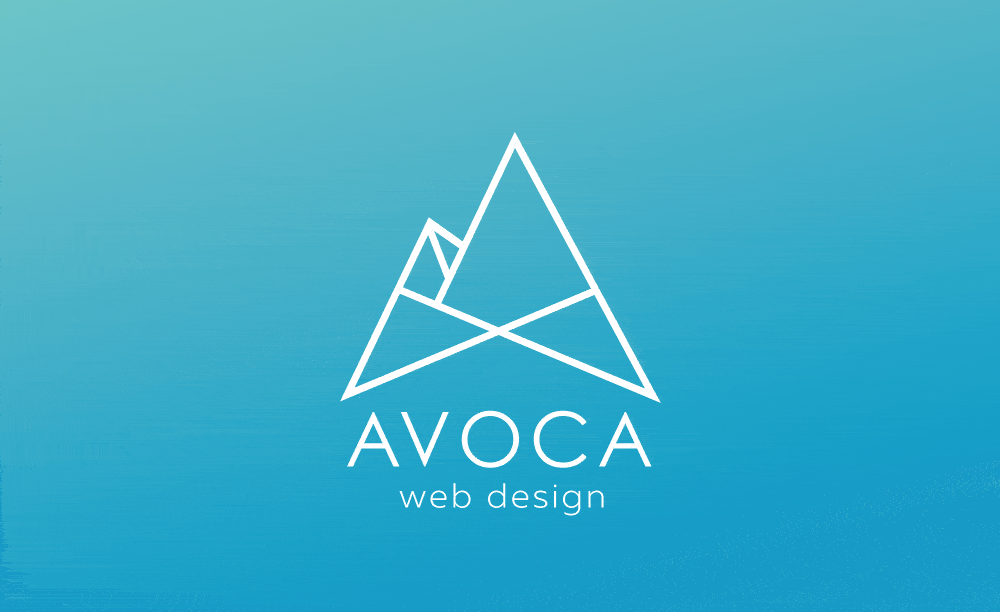 Avoca Web Design rebranding - White Logo on Blue background