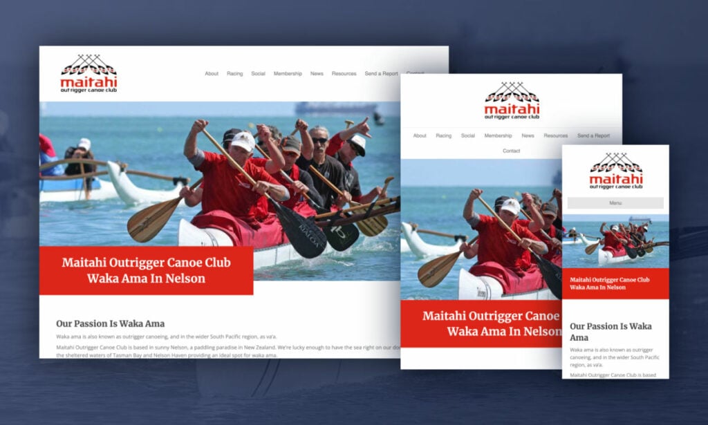 Website design for Maitahi Waka Ama club