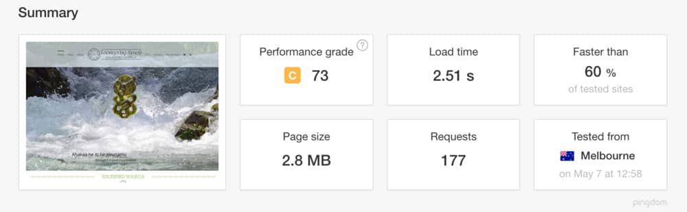 Wordpress hosting speed tests on pingdom