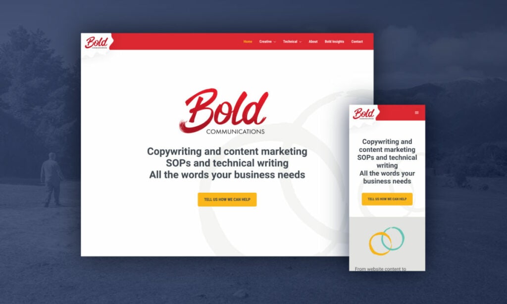 Website design for Bold Communications copywriters