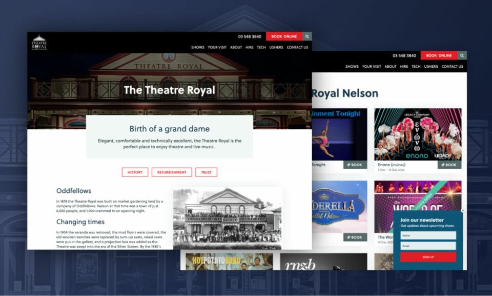 Website design for Theatre Royal Nelson