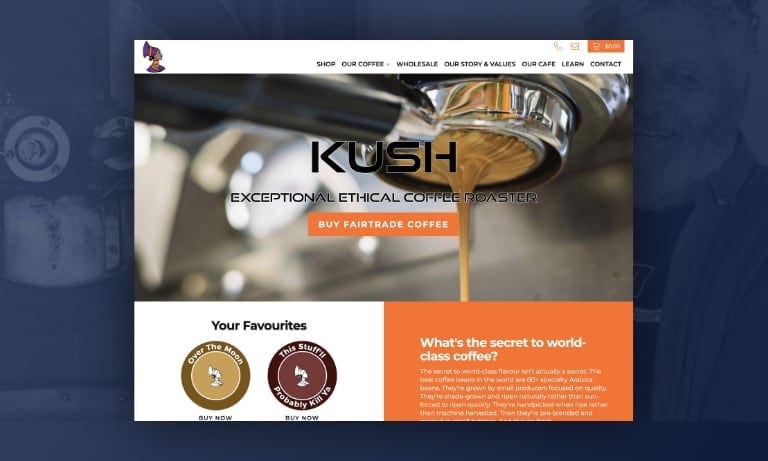 Website design for Kush Coffee