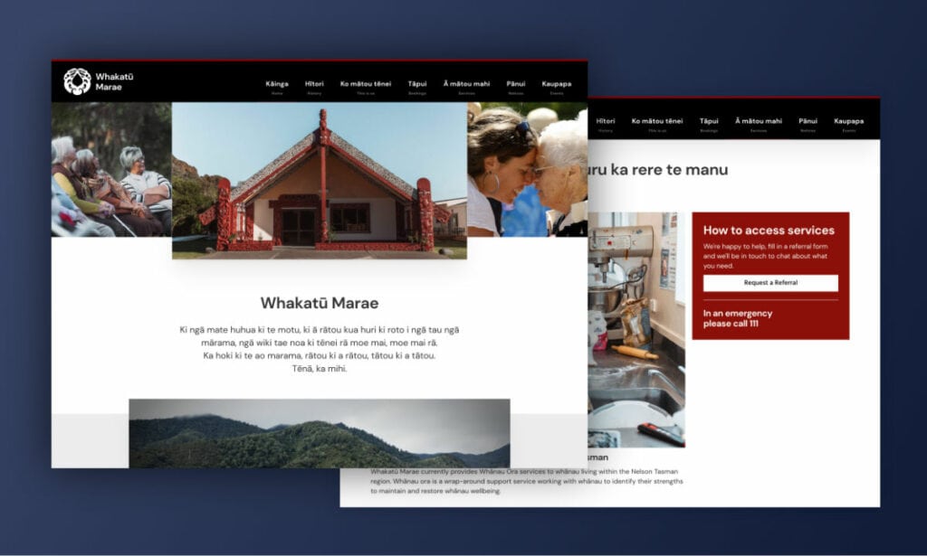Website design for Whakatū Marae