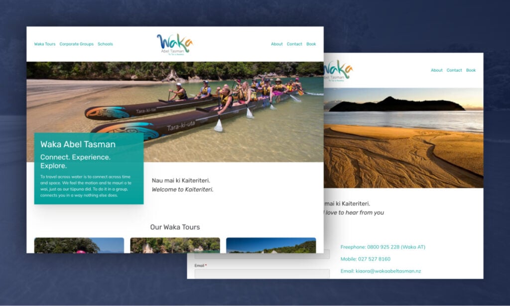 Waka Abel Tasman tourism website screenshot